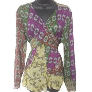 Zara Purple and Green Floral Blouse
